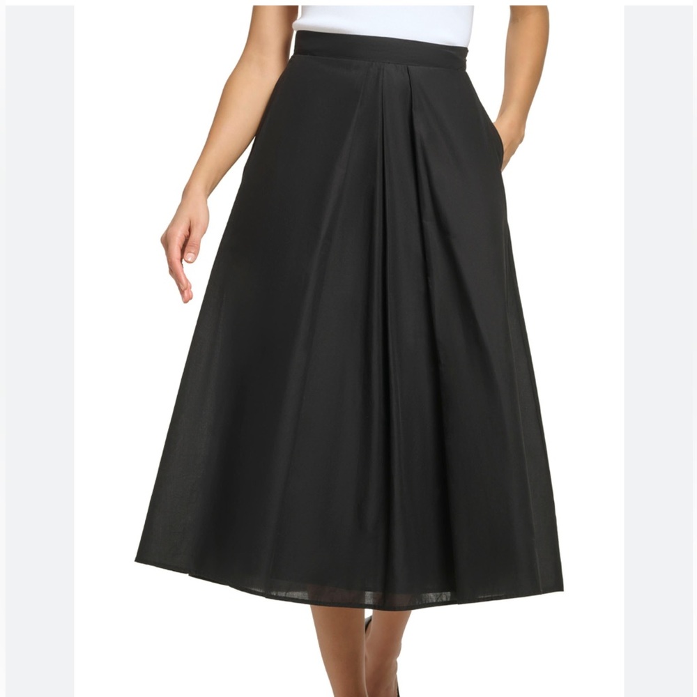 DKNY Cotton Voile A-Line Skirt full pleated new dress cocktail party midi M - Picture 5 of 8